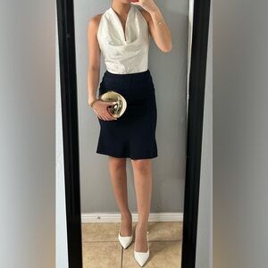 Emporio Armani Navy Pencil Skirt 38 (XS/S) | Quiet Luxury Work Office old money